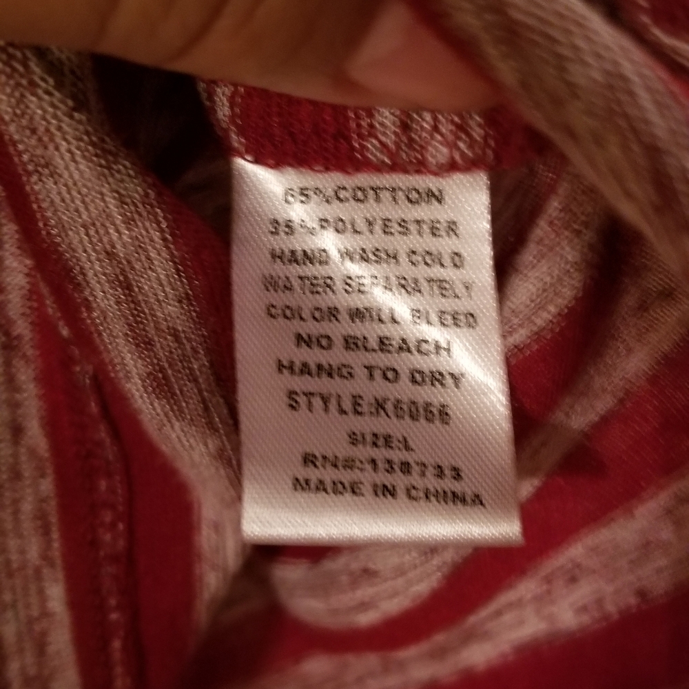Umgee Heather Gray and Red Striped Ruffle Top - Picture 8 of 10